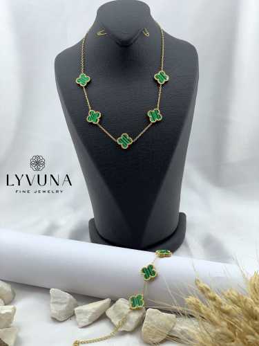 گردنبند طلایی ونکلیف رنگ سبز